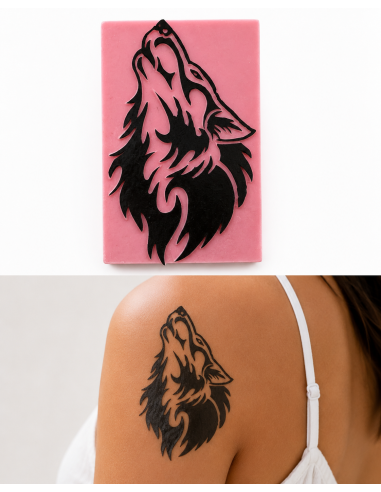 Tatouage Temporaire, Éphémère Pierre A Tatouer En Résine Tête De Loup