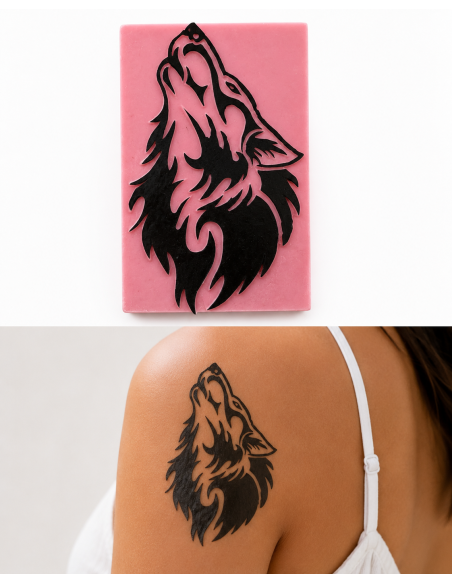 Tatouage Temporaire, Éphémère Pierre A Tatouer En Résine Tête De Loup