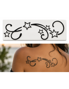 Tatouage Temporaire, Etoiles Tribal Pierre Tampon, Encre Waterproof.