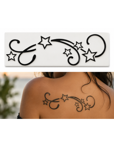 Tatouage Temporaire, Etoiles Tribal Pierre Tampon, Encre Waterproof.