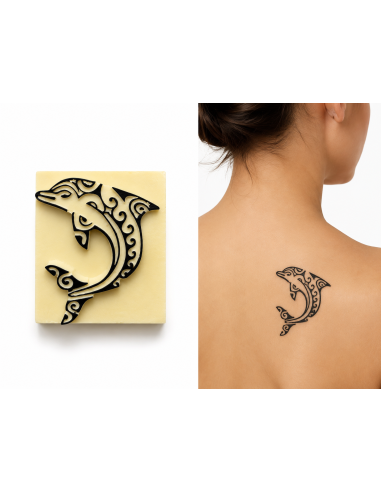 Tatouage Temporaire Ephemere Dauphin Maori Polynésien Pierre à Tatouer